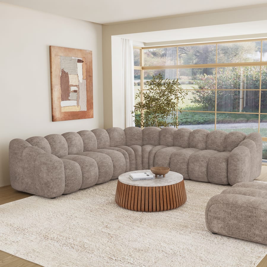 Canapé d'angle réversible en tissu taupe